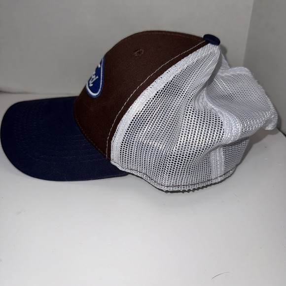 Ford Logo Blue Brown White Mesh Trucker Adjustable Snapback Hat Cap OSFM - Picture 2 of 8